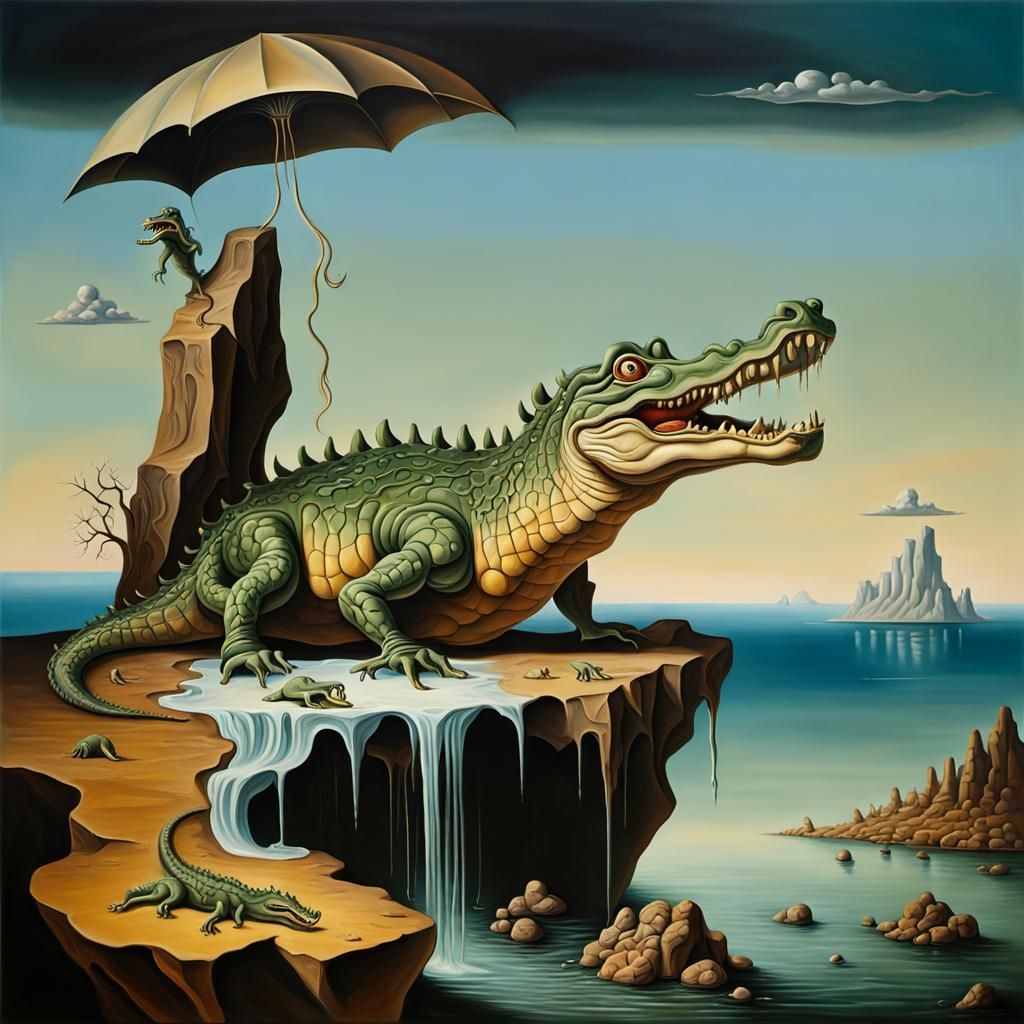 Surreal Crocodile Rock Formation in Dali Style