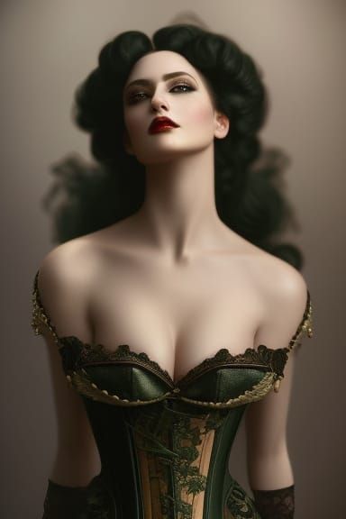Rococo Lady in Leather and Lace Portrait