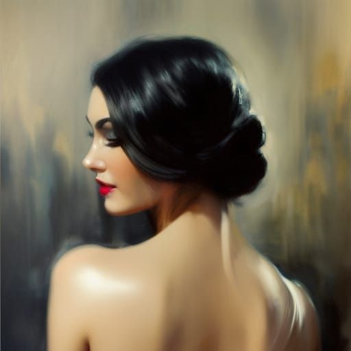 Elegant Woman in Candlelight, Hyperrealistic Detailed Painti...