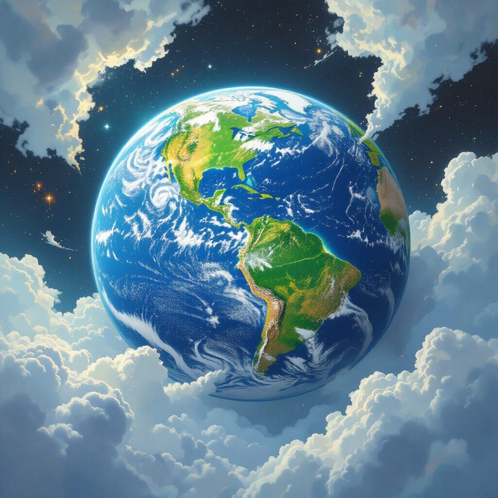 Vibrant Earth in Deep Space, Cosmic Impressionism