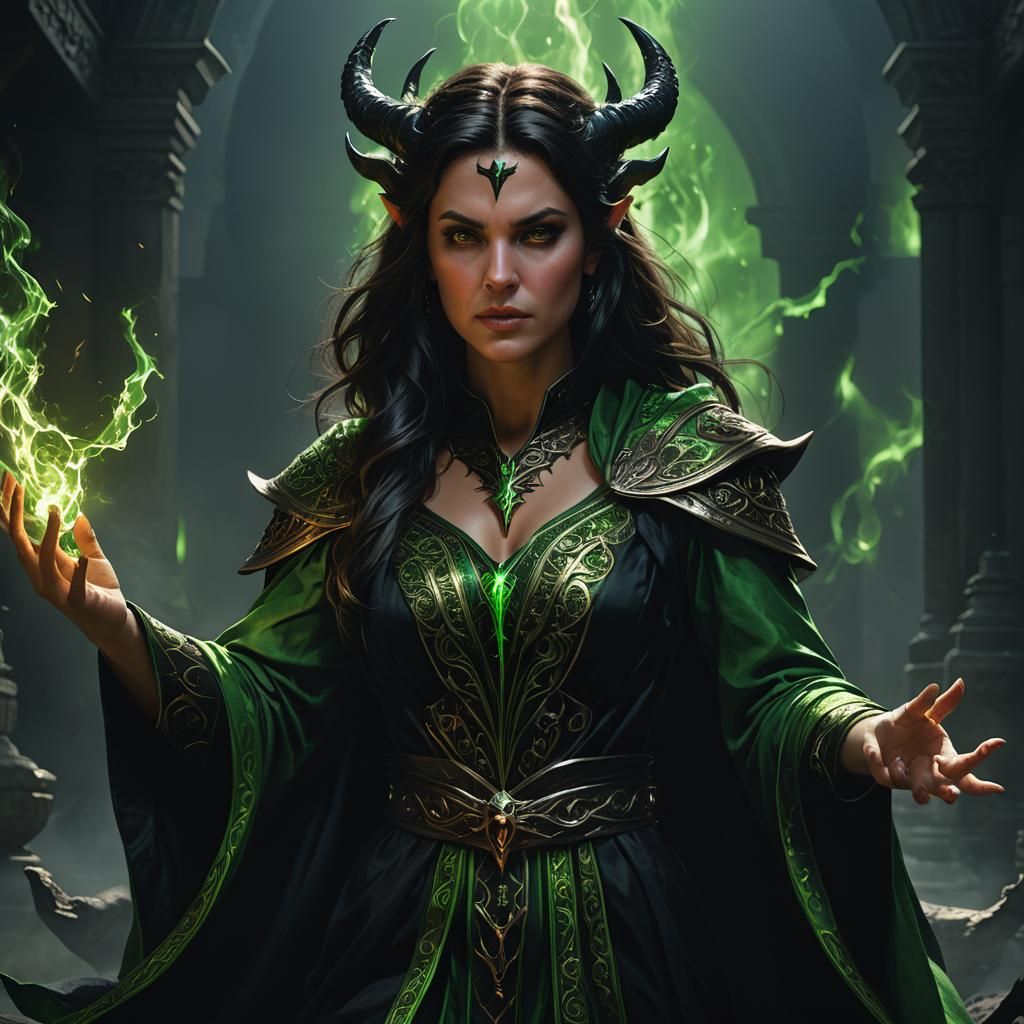 Woman Summons Demon: Dark Fantasy Concept Art