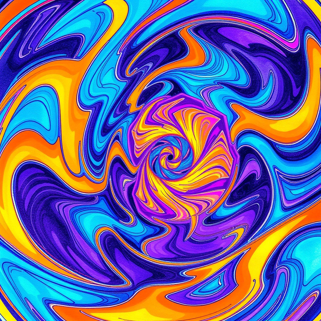 Vibrant Spirals with Metallic Markers in a Futuristic Style