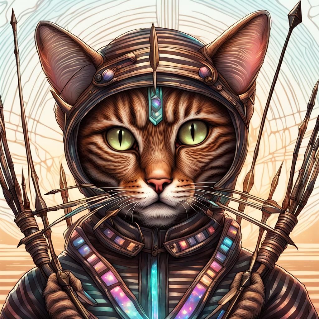Astral Cat Archer in Glowing Suit