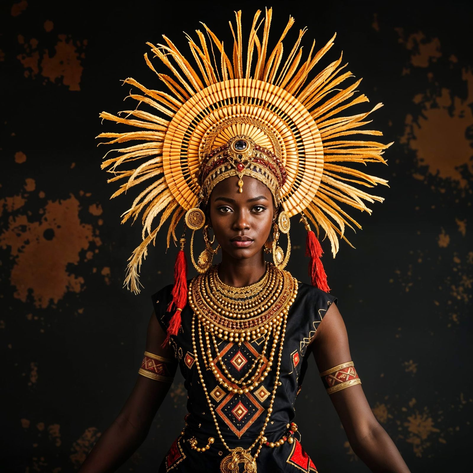 African Woman in Sunburst Headdress