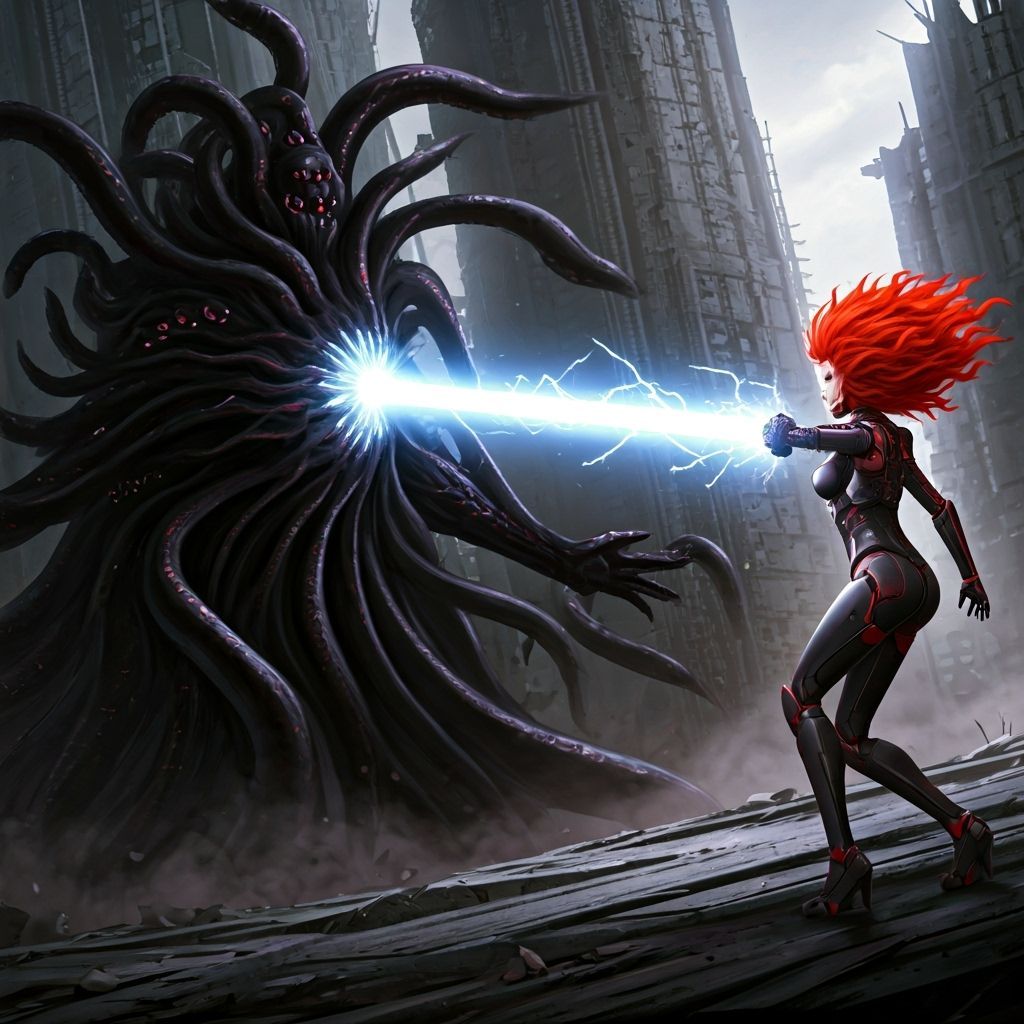 Anime Battle: Fiery Model vs. Shadow Monster