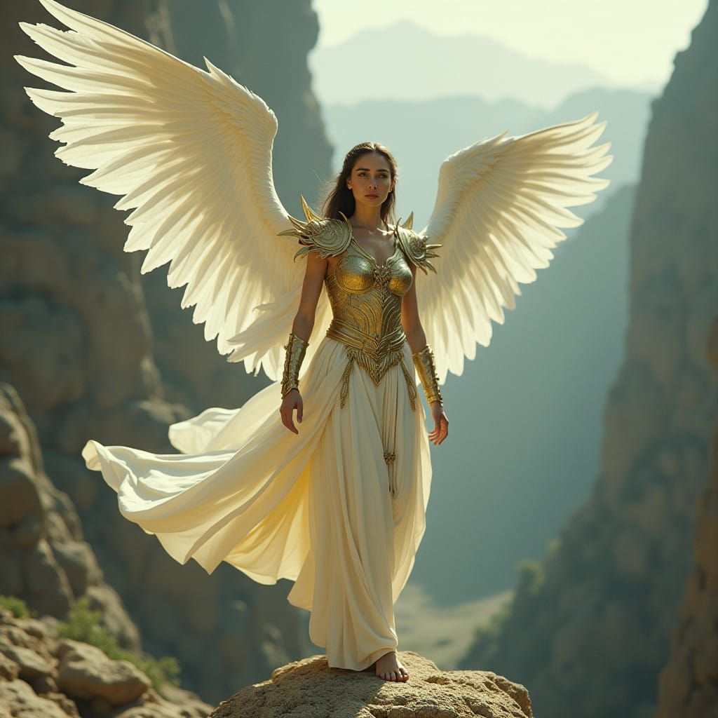 Ethereal Angel of War Descends from Mount Hebron