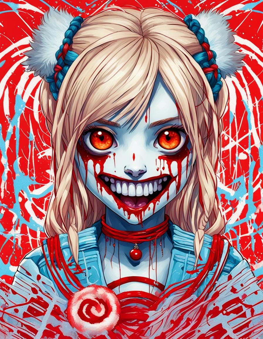 Dark Fantasy Portrait: Blond Girl with Fiery Eyes