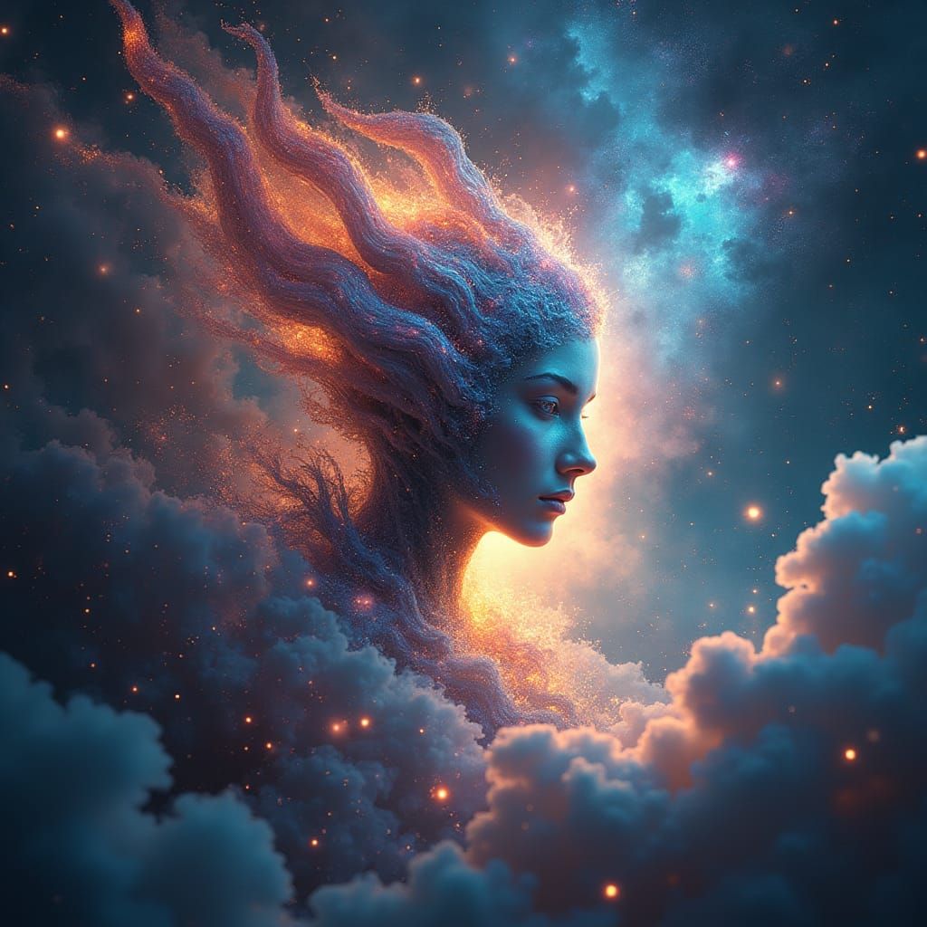 Cosmic Entity Gazing at its Celestial Form