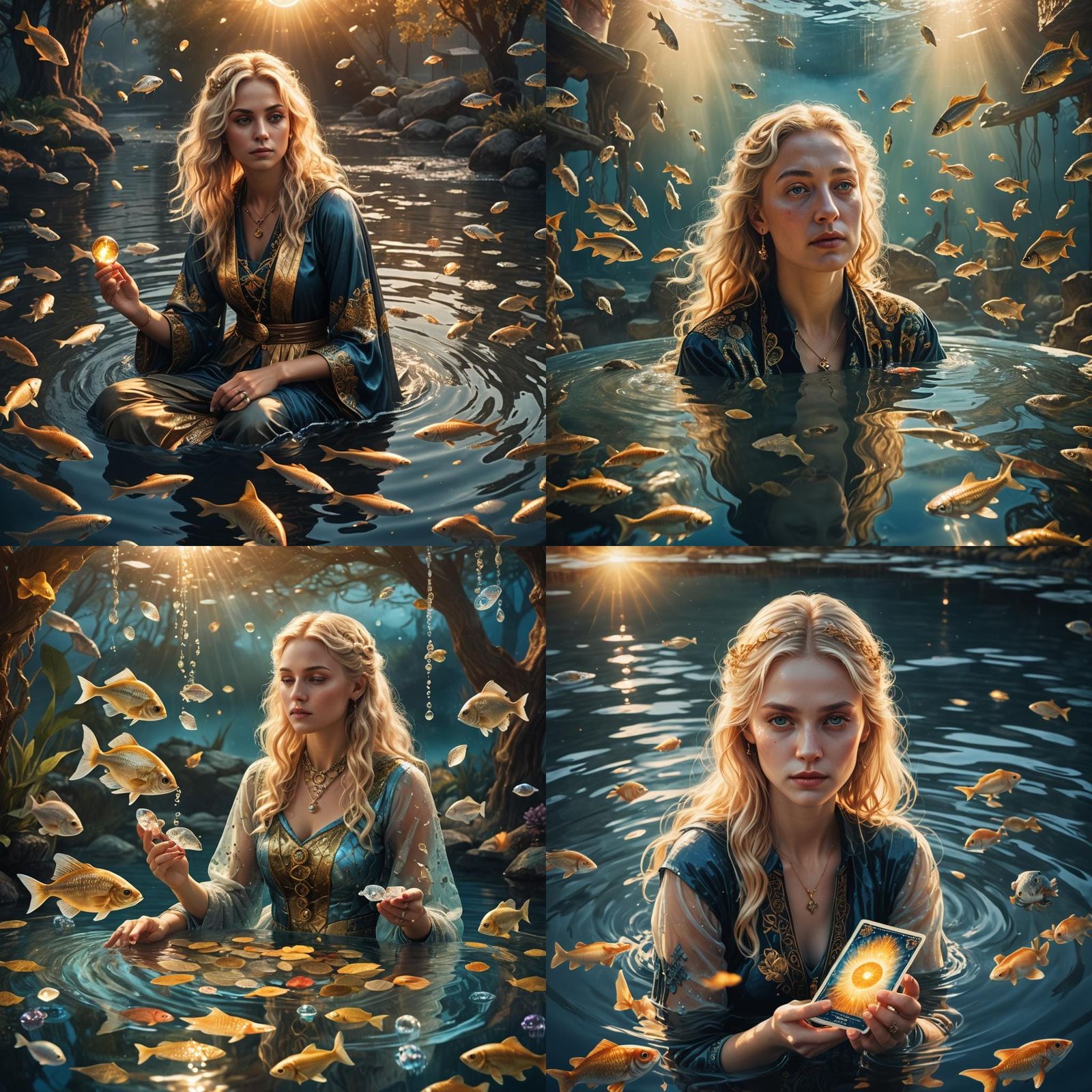 Surreal Tarot Reader with Fish