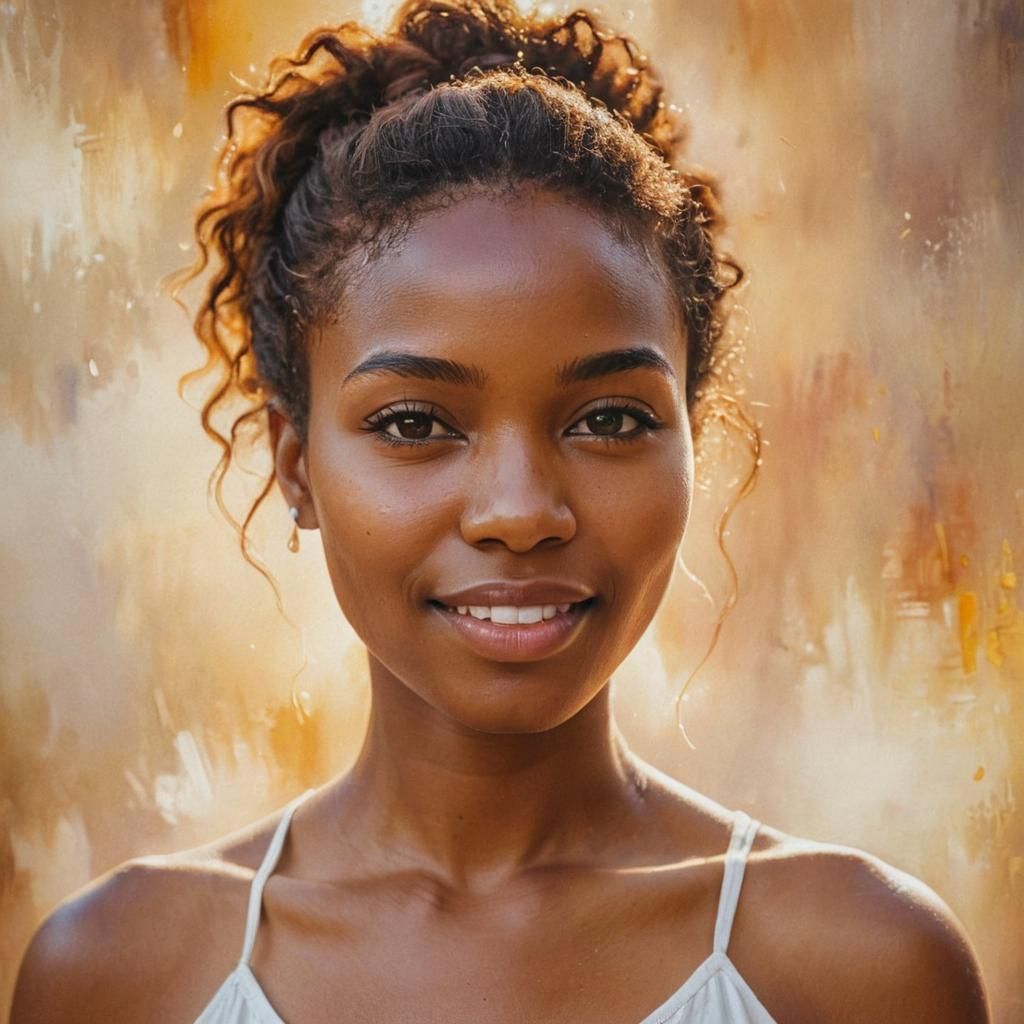Stunning African Woman Portrait in Vibrant Oil Painting
