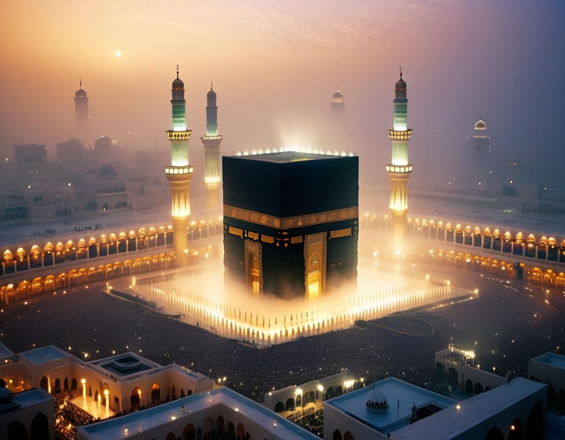 Illuminated Kaaba in Ethereal Fantasy Style