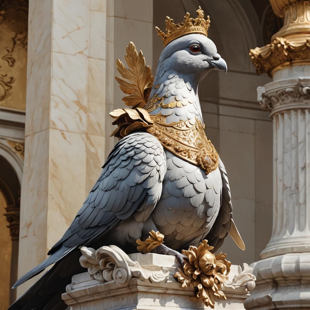 Pigeon on Queen Victoria Statue in Baroque Style