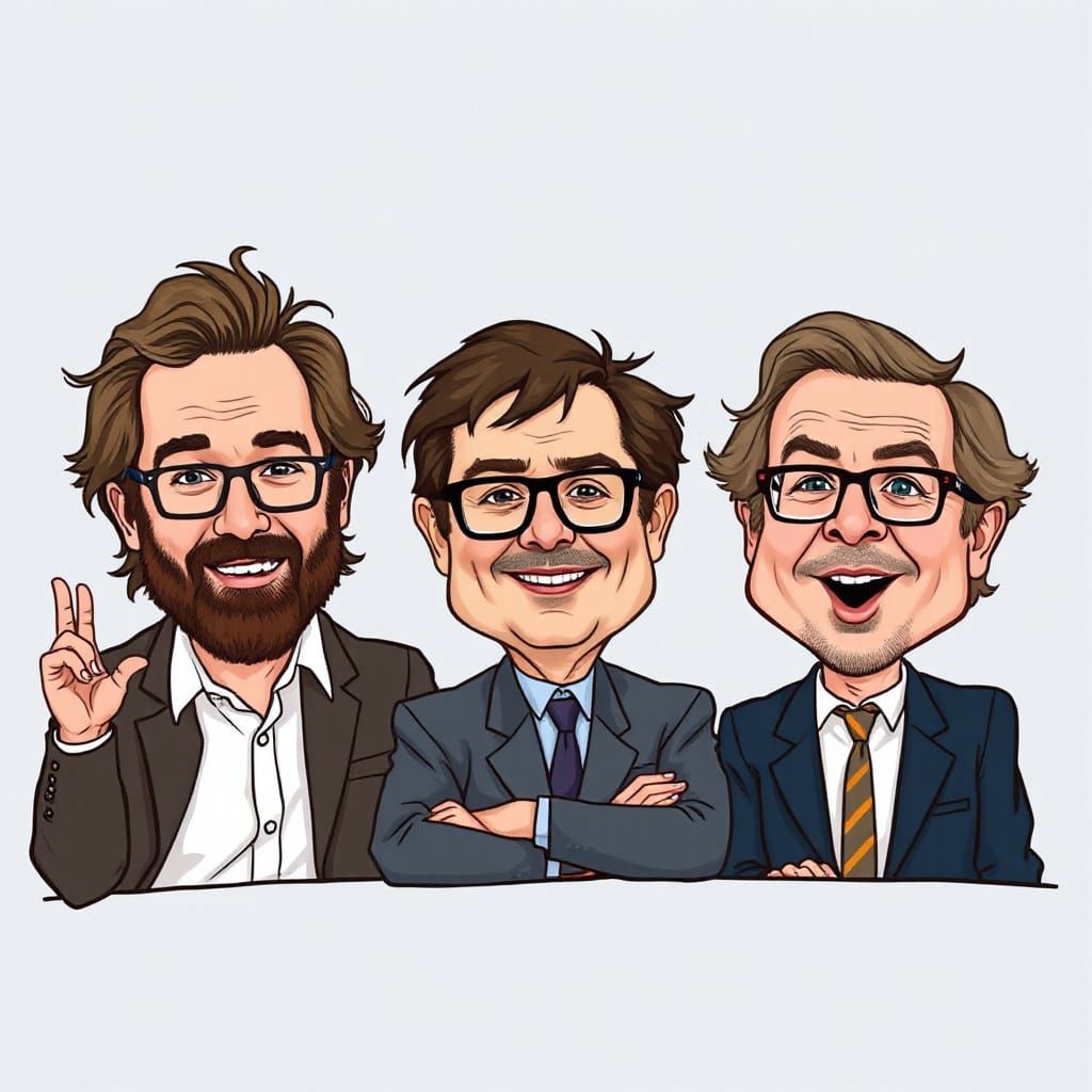 Friendly Caricature of Top Gear Presenters