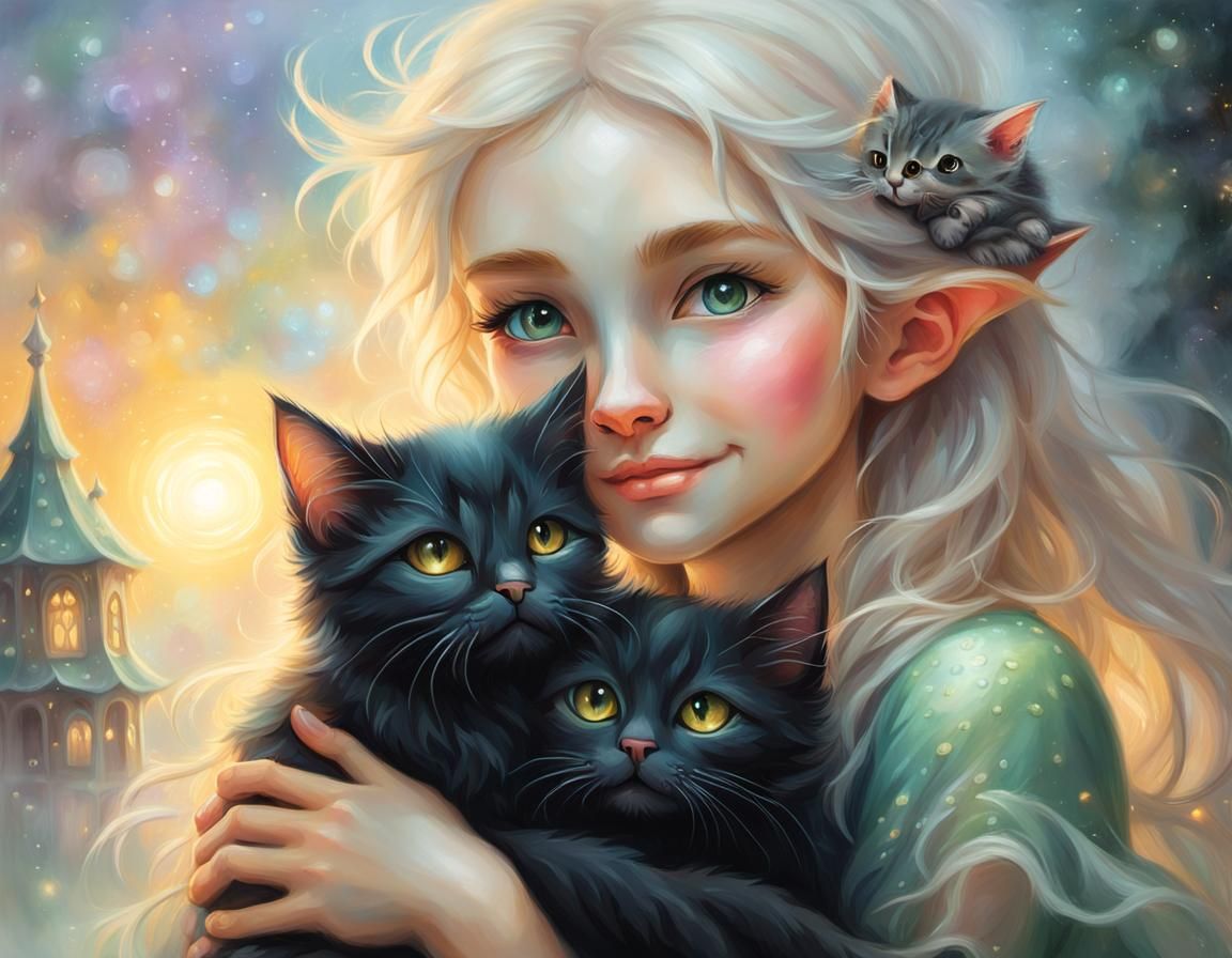 Mystical Elf in Whimsical Woodland Scene