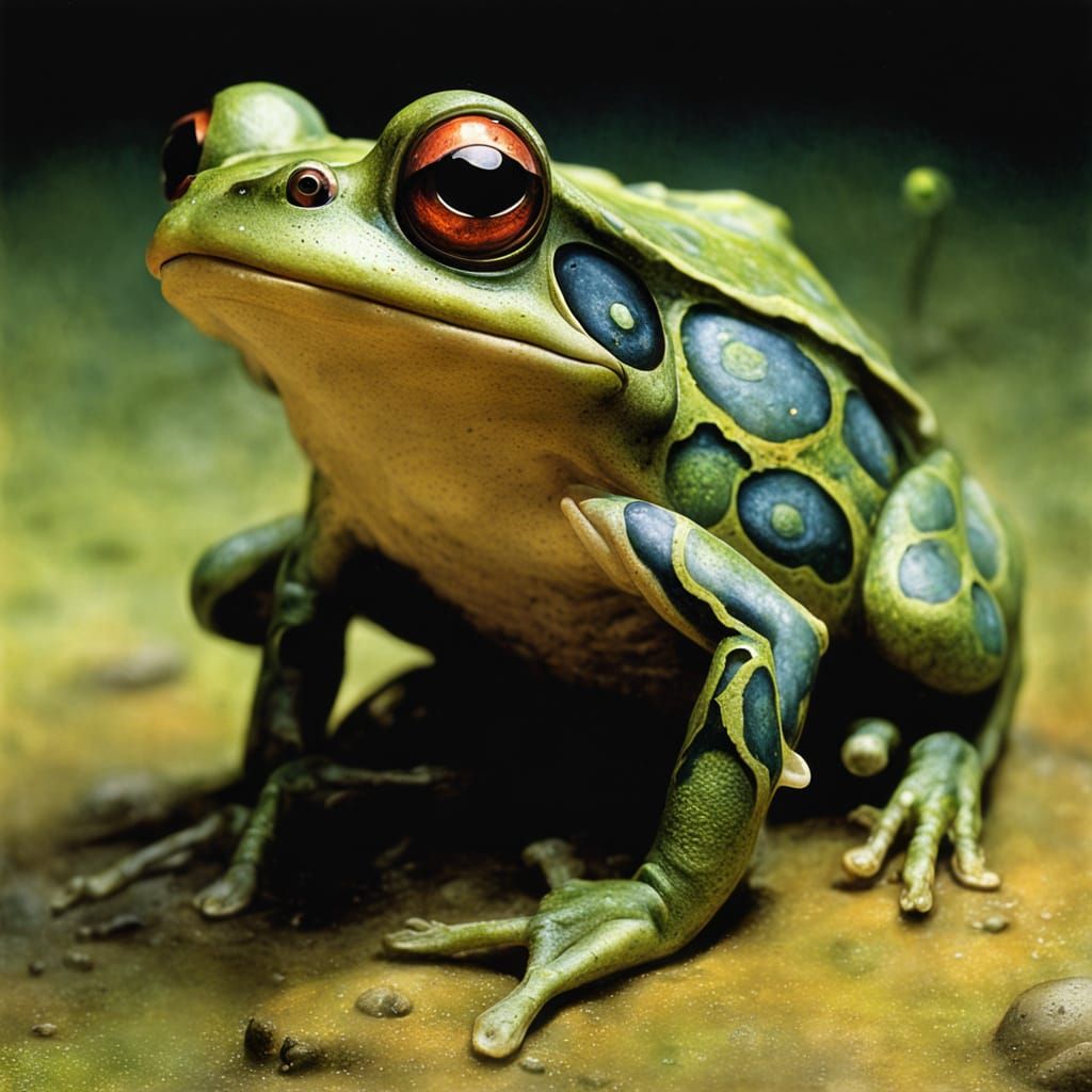 Luminescent Frog in Avant Garde Style