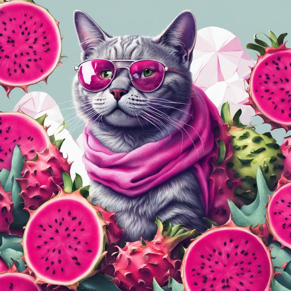 Futuristic Feline Dragonfruit Hybrid