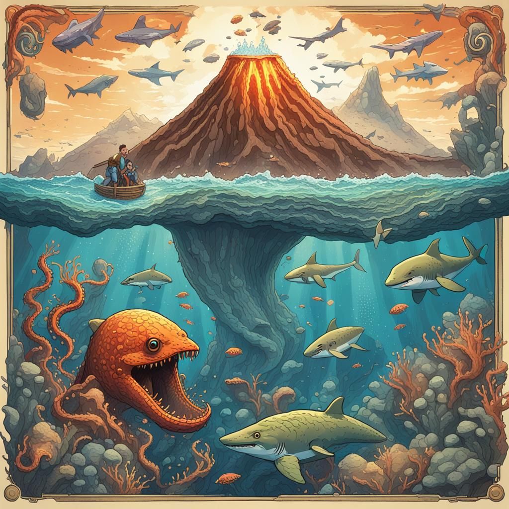 An underwater volcano has erupted and an island world is sinking into the sea! Unless they escape in time-all the inhabi...