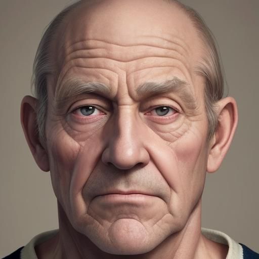Detailed Portrait of a Wrinkled Elderly Man