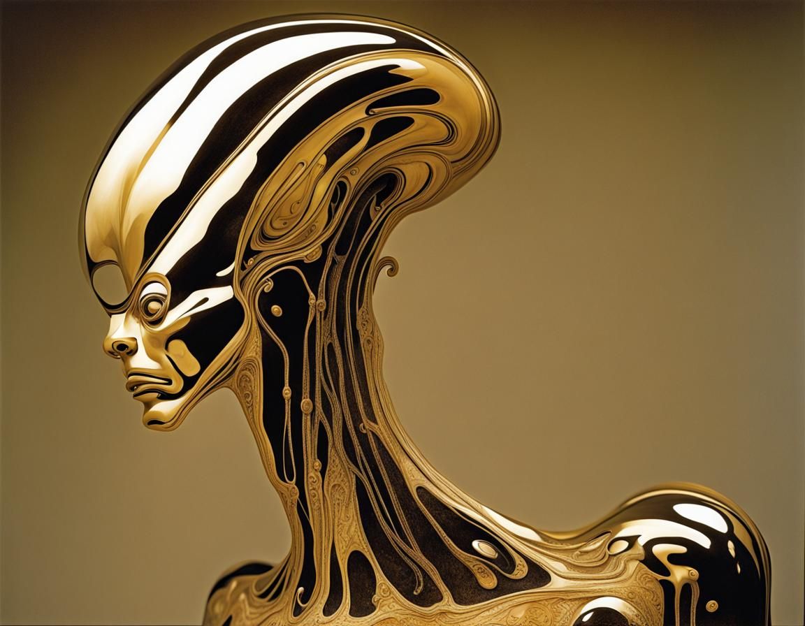 Surreal Alien Sculpture Inspired by Klimt and Dali