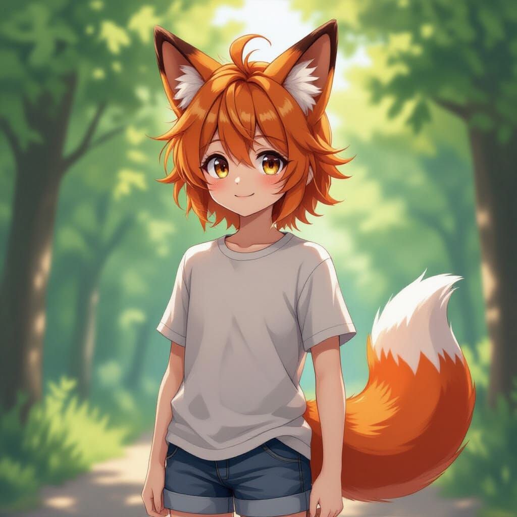 Transgender Boy with Fox Features in Anime Style