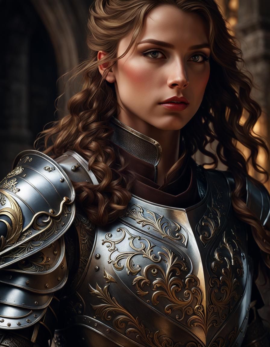 Young Knight Portrait in Dark Fantasy Style