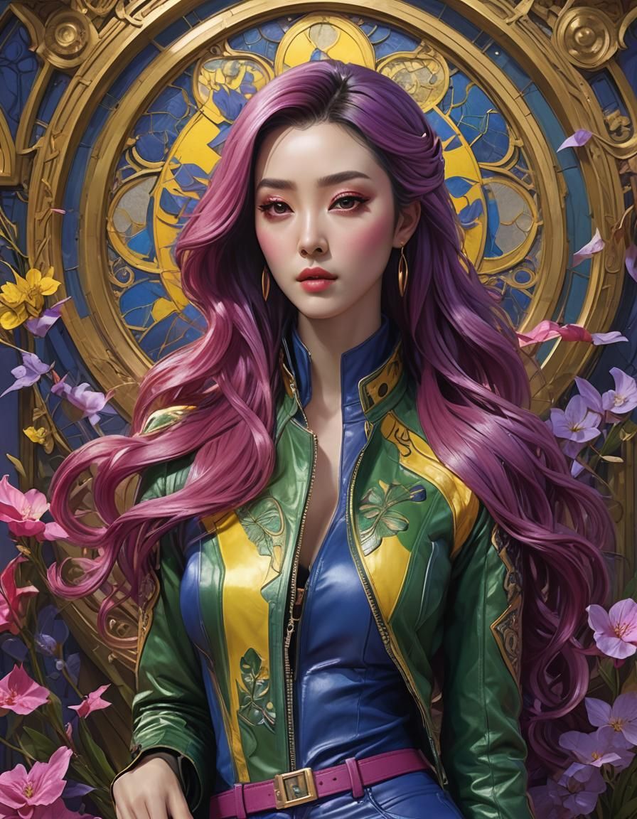 Blink Portrait: Lavender Skin, Fuchsia Hair in Detailed Art