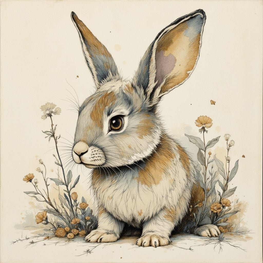 Cute Rabbit Sketch in Umbratic Style