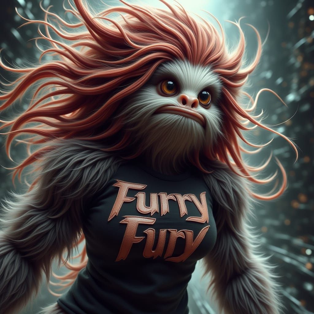 Attractive Furry Monster with Flowing Hair in Sinister Style