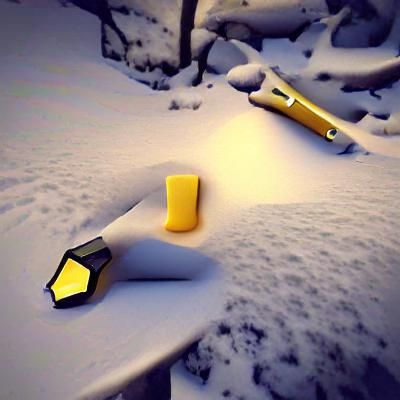 Bright Yellow Kazoo in Snow, 3D Render