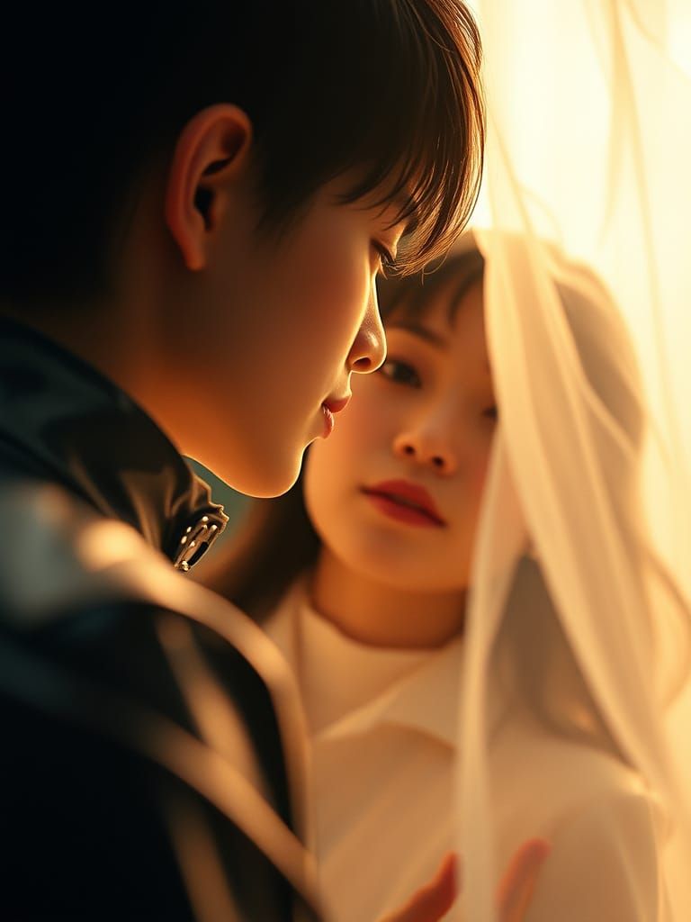 Ethereal Human-AI Romance in Cinematic Style