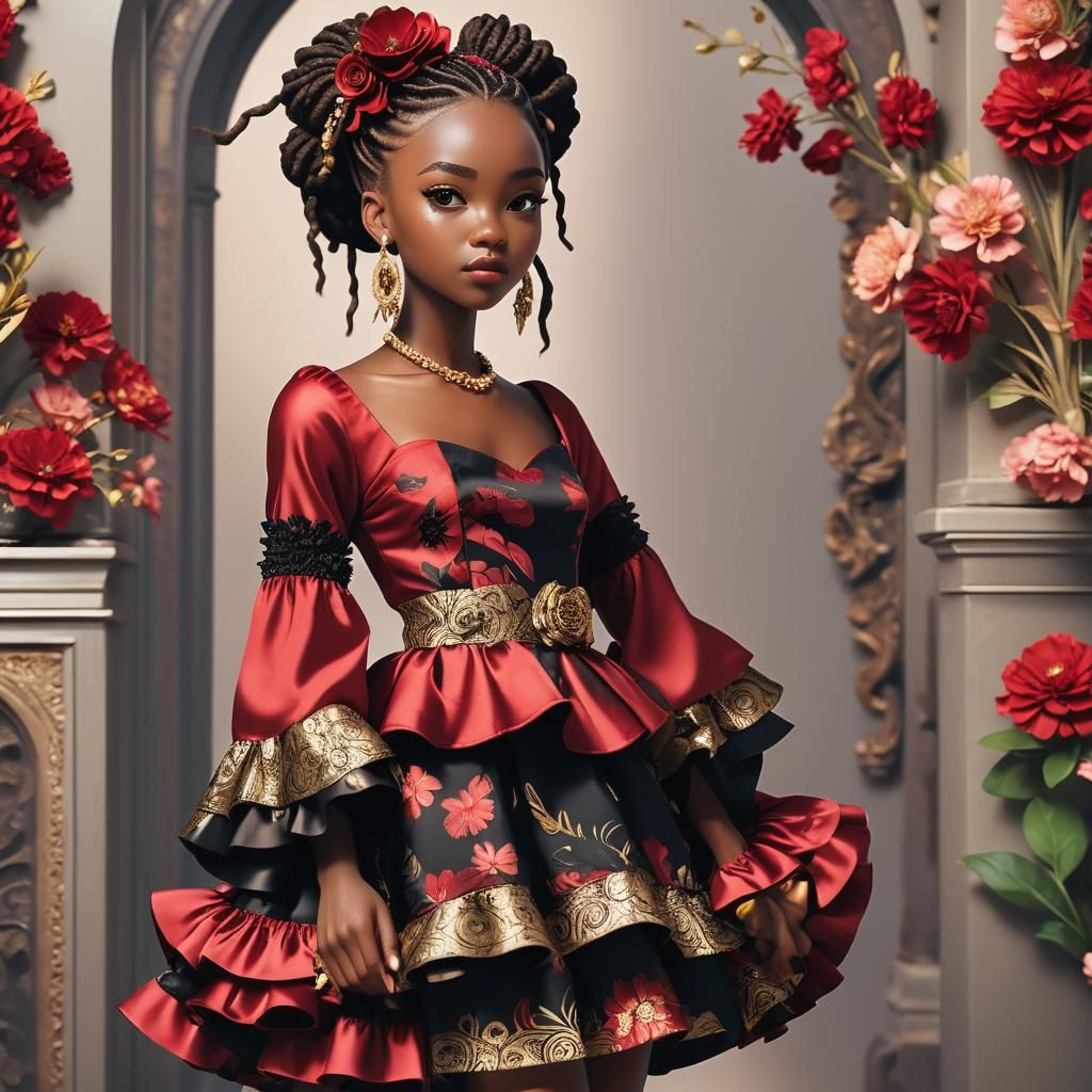 Elegant African Teen Chibi Style Masterpiece