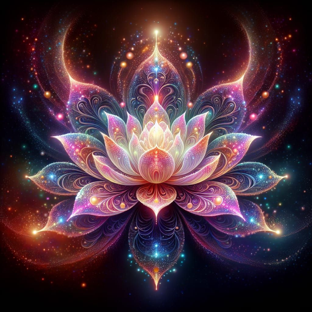 Cosmic Lotus Flower in Animated Style