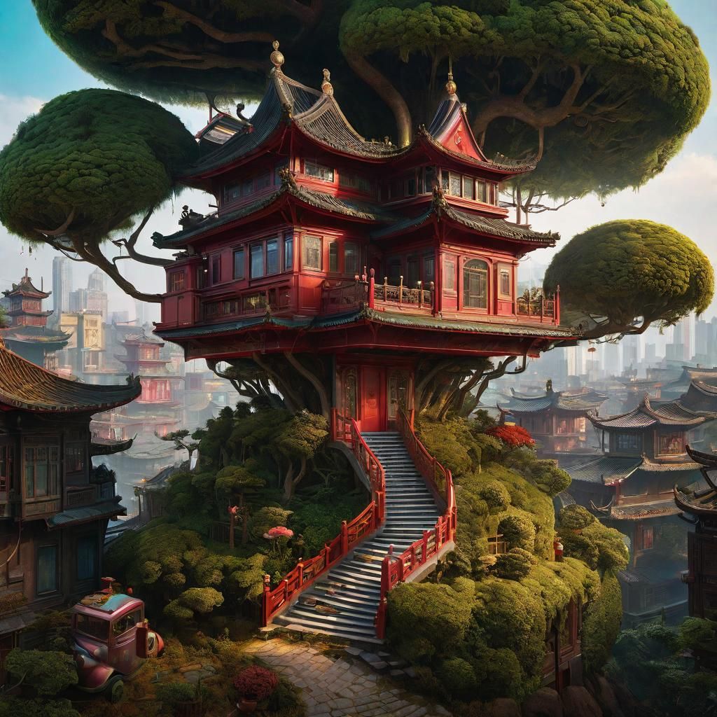 Whimsical Abstract Home: Surreal Photorealistic Architecture