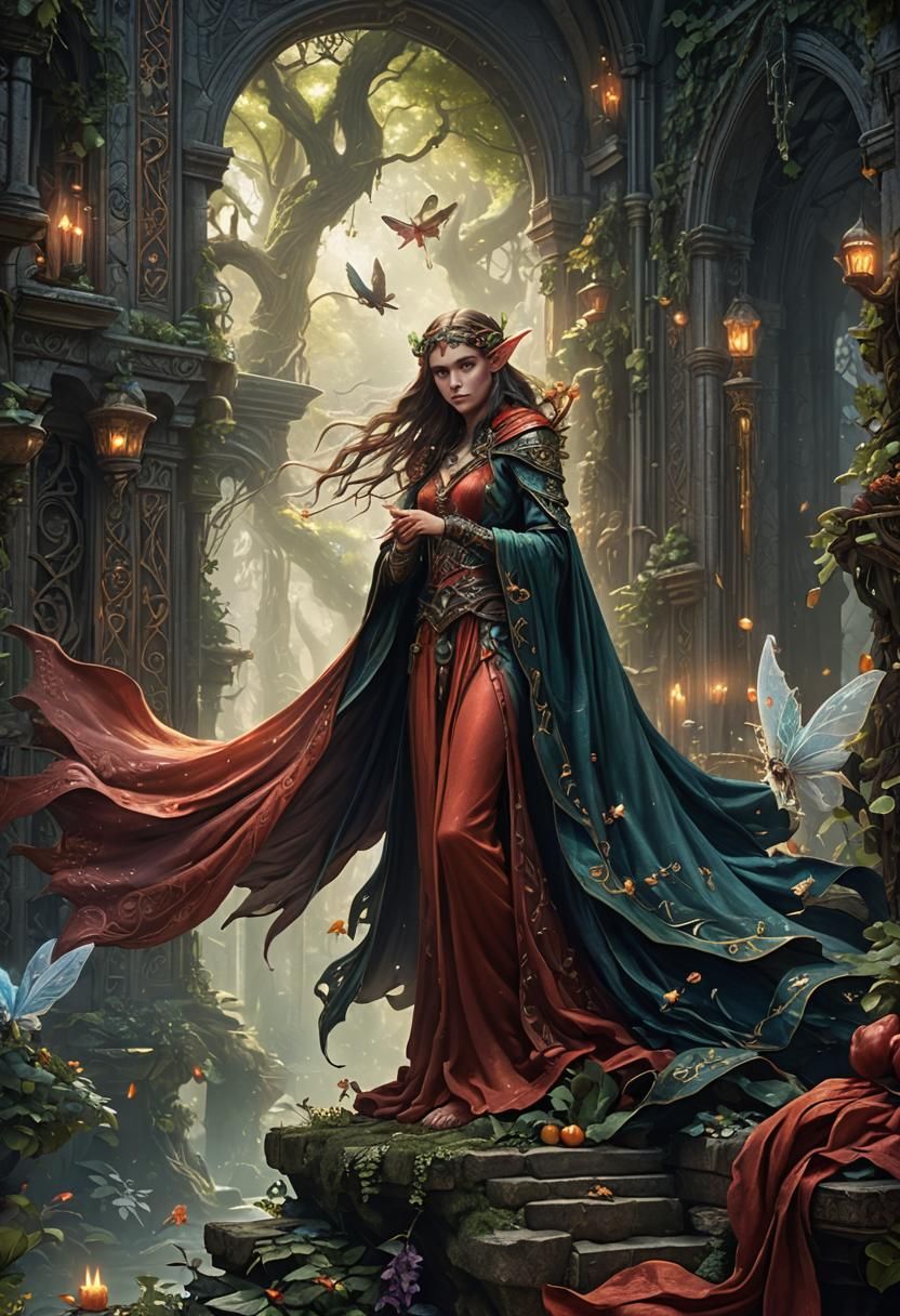 Detailed Elf in Fairy Decor, Digital Art