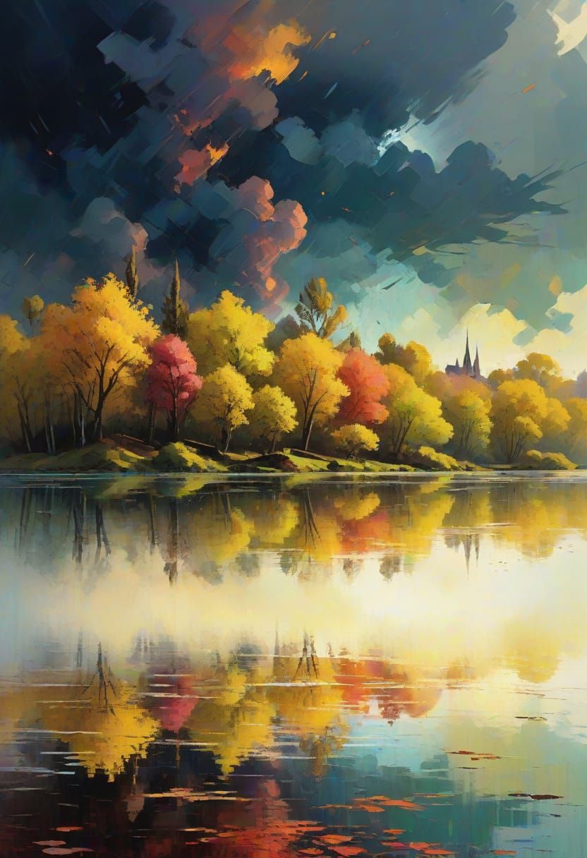 Colorful Textured Oil Painting in Expressionist Style