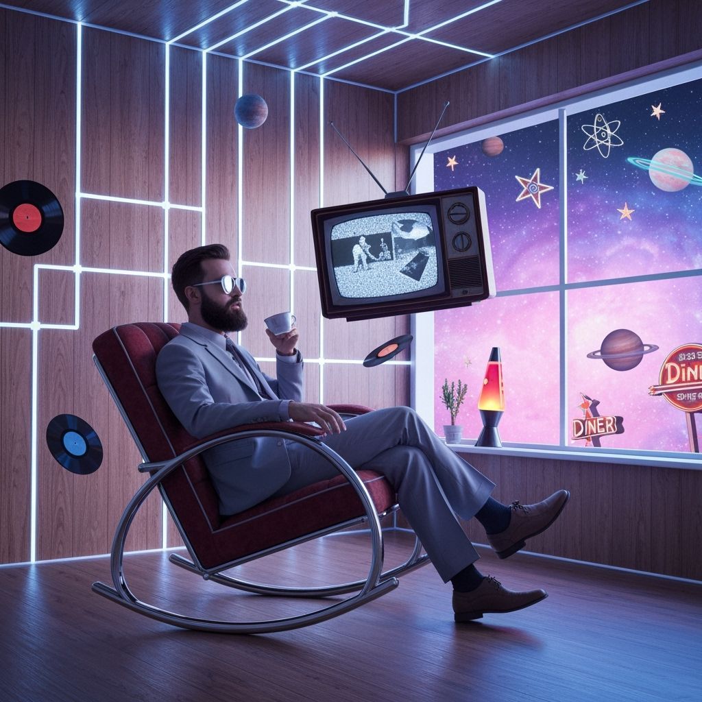 Vaporwave Man in Levitating Retro Rocking Chair