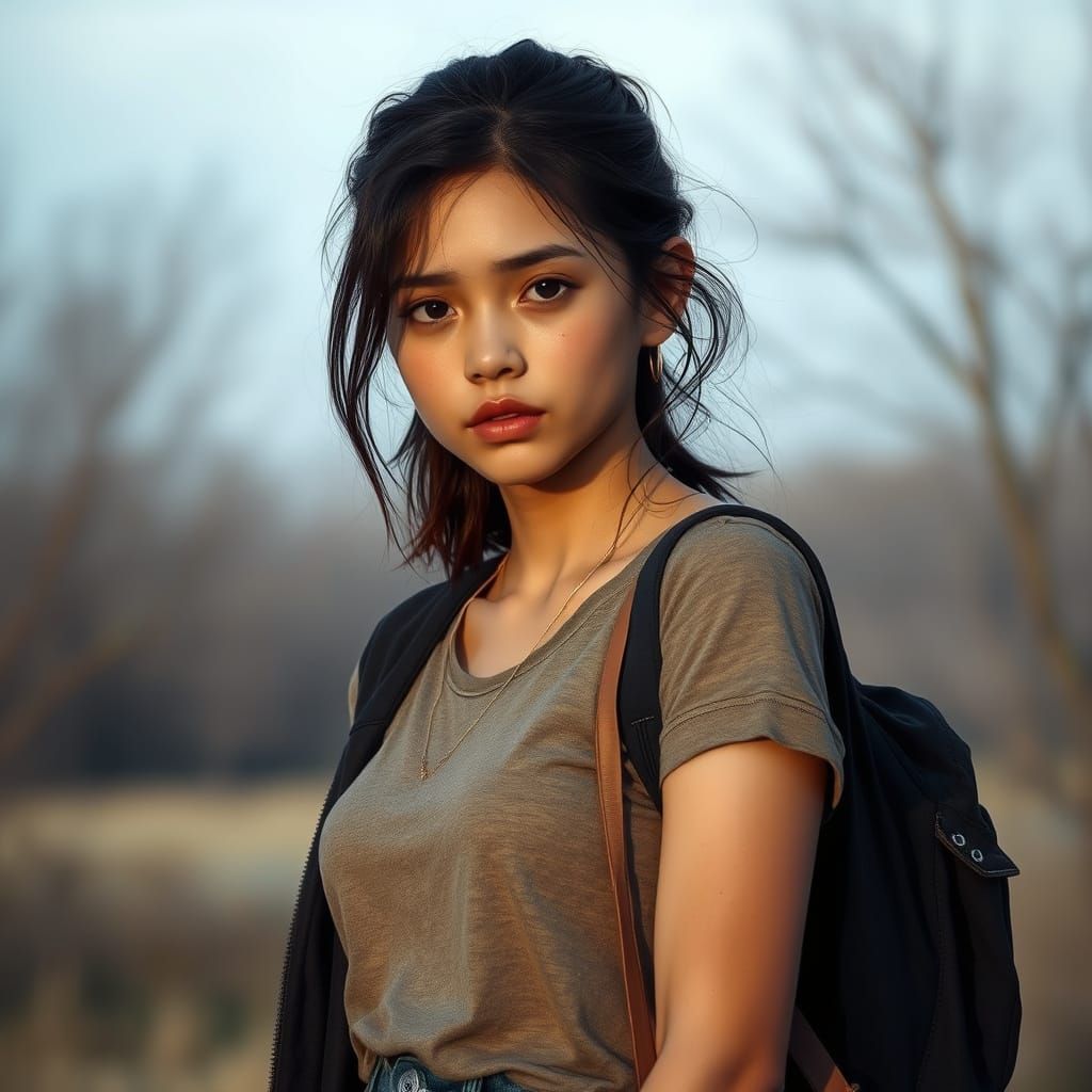 Realistic Portrait of a Young Woman in Natural Light