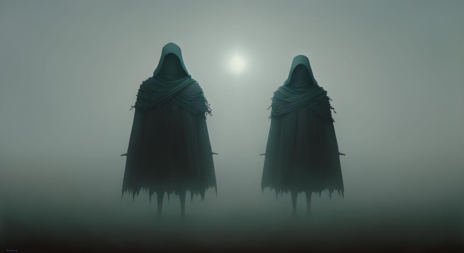 Beksinski-Inspired Figure in Dense Fog