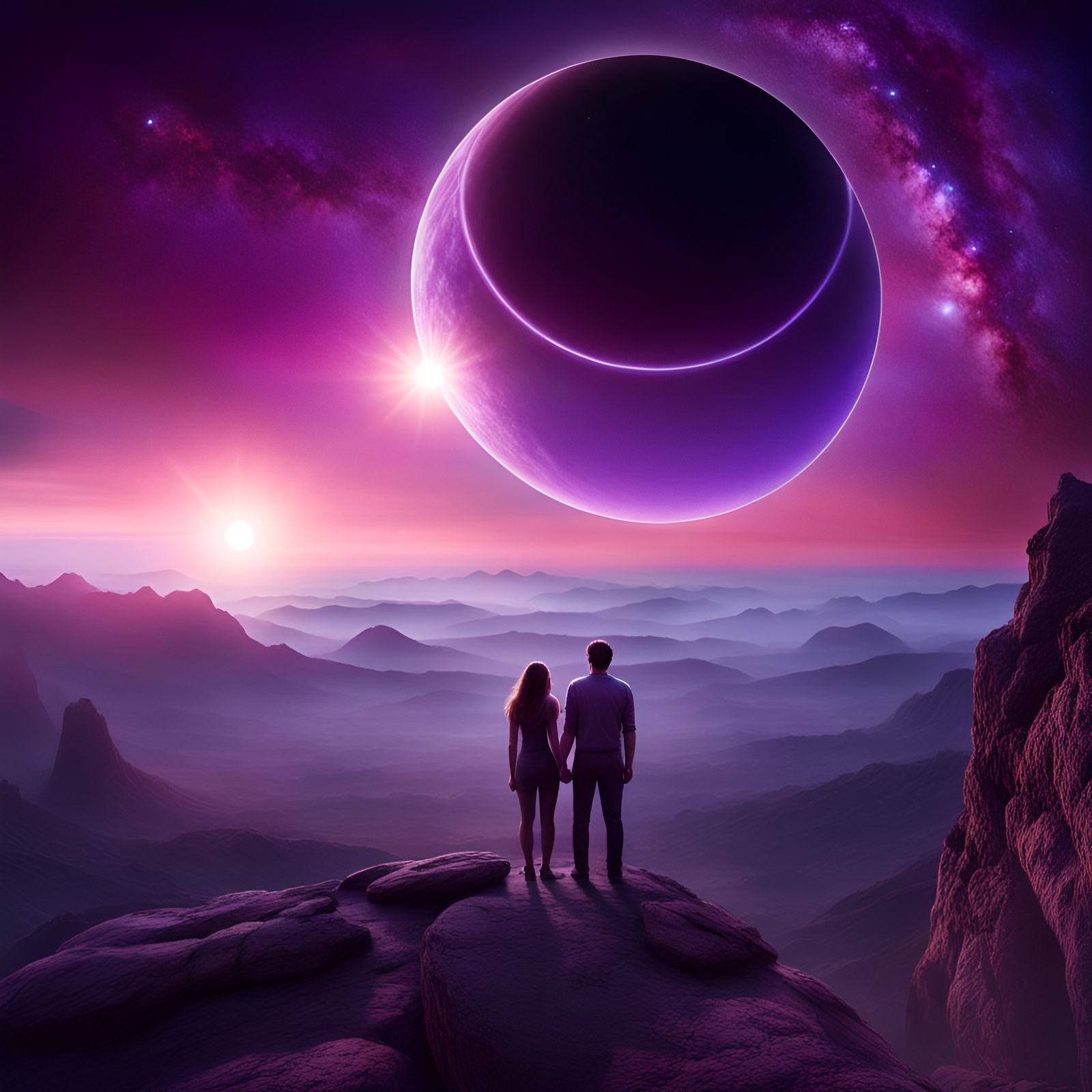 Annular Eclipse on Distant Planet with Lovers