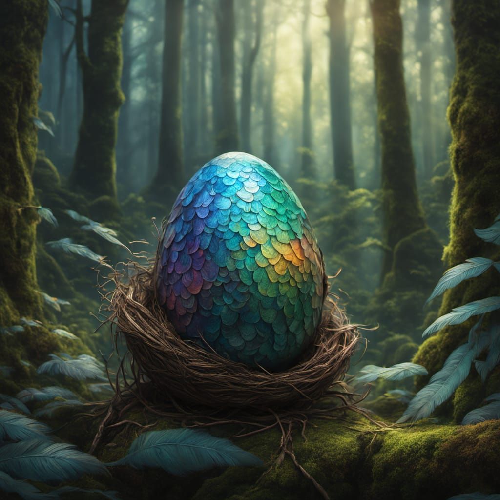 Magical Bird Hatching: Mythic Realism in Oil