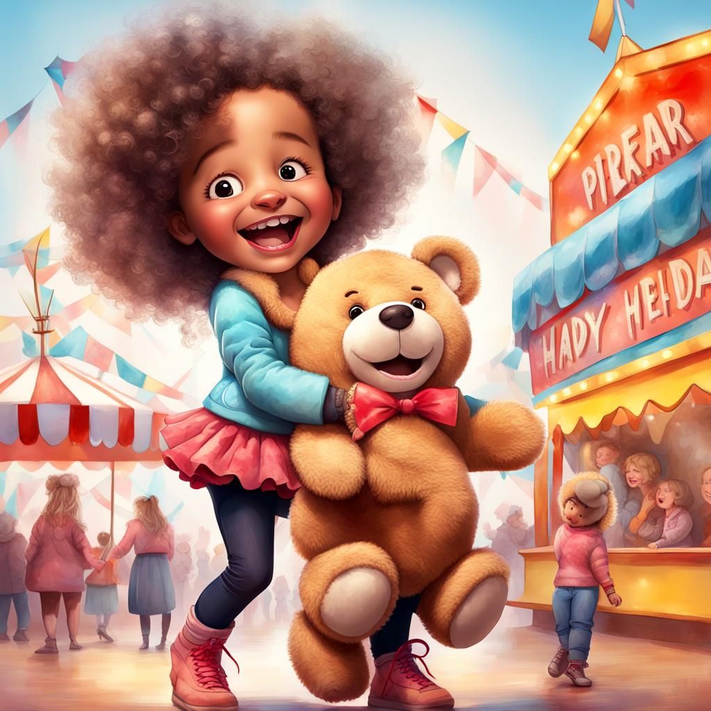 Joyful Preschooler Wins Giant Teddy Bear