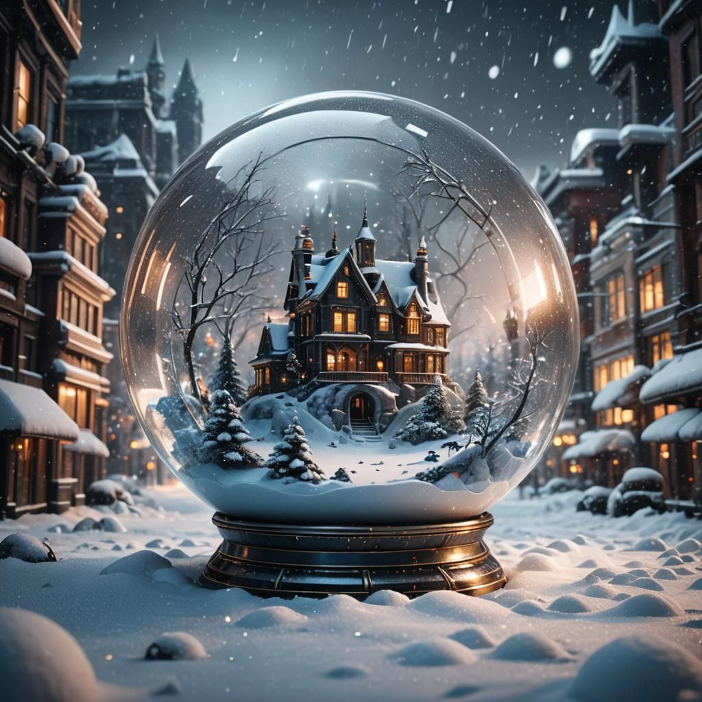 Futuristic Sci-Fi Snow Globe in 8K