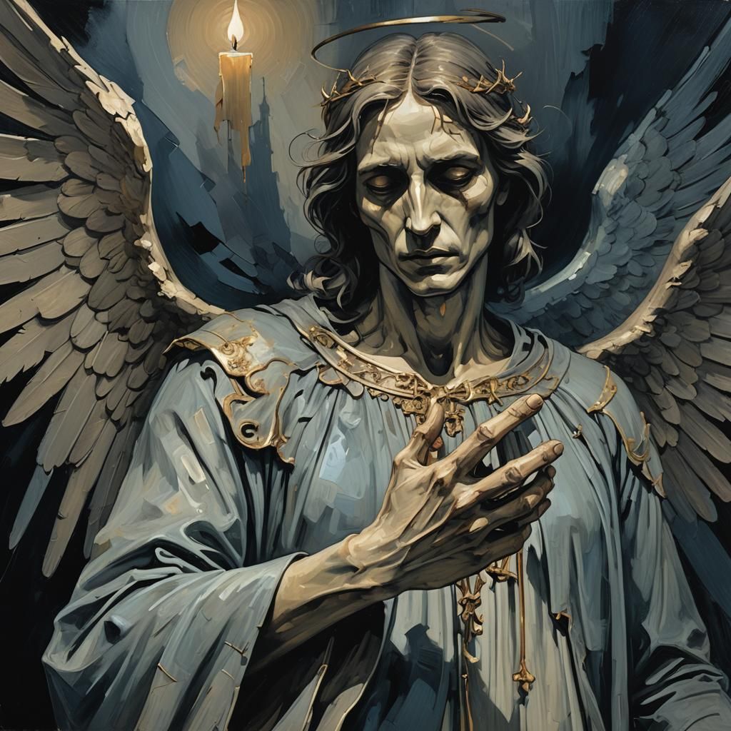 Eerie Surrealist Illustration: Angel of Death Reaching