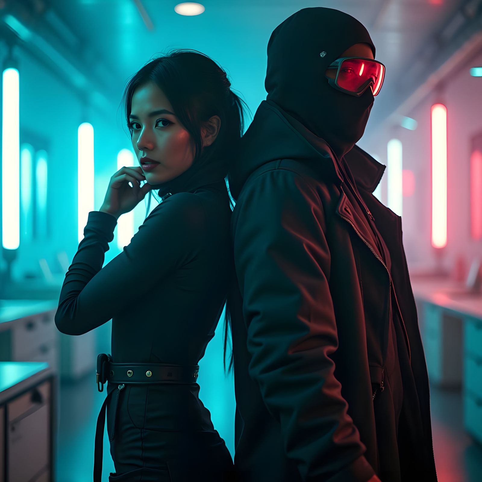 Cyberpunk Ninjas in Stylized Vogue Photographic Style