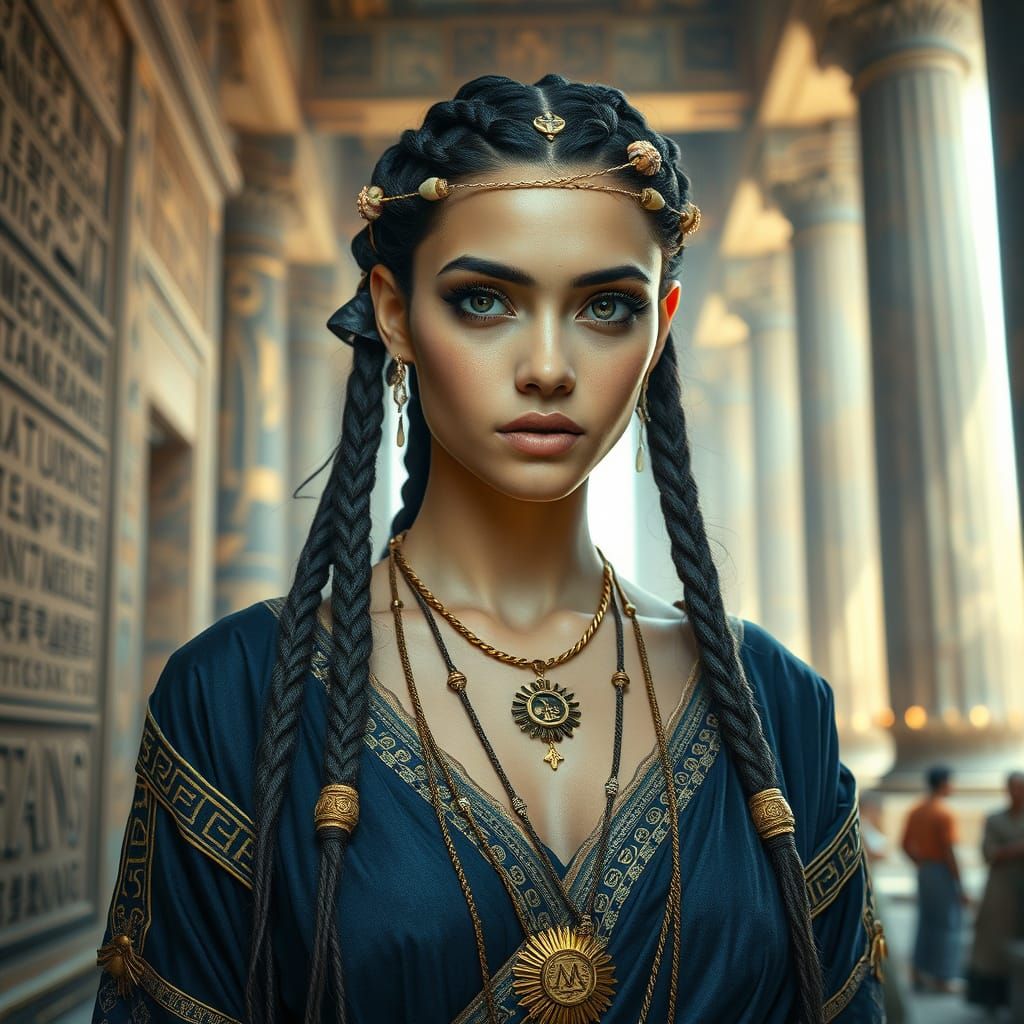 Goddess in Ancient Temple: Realistic Digital Art