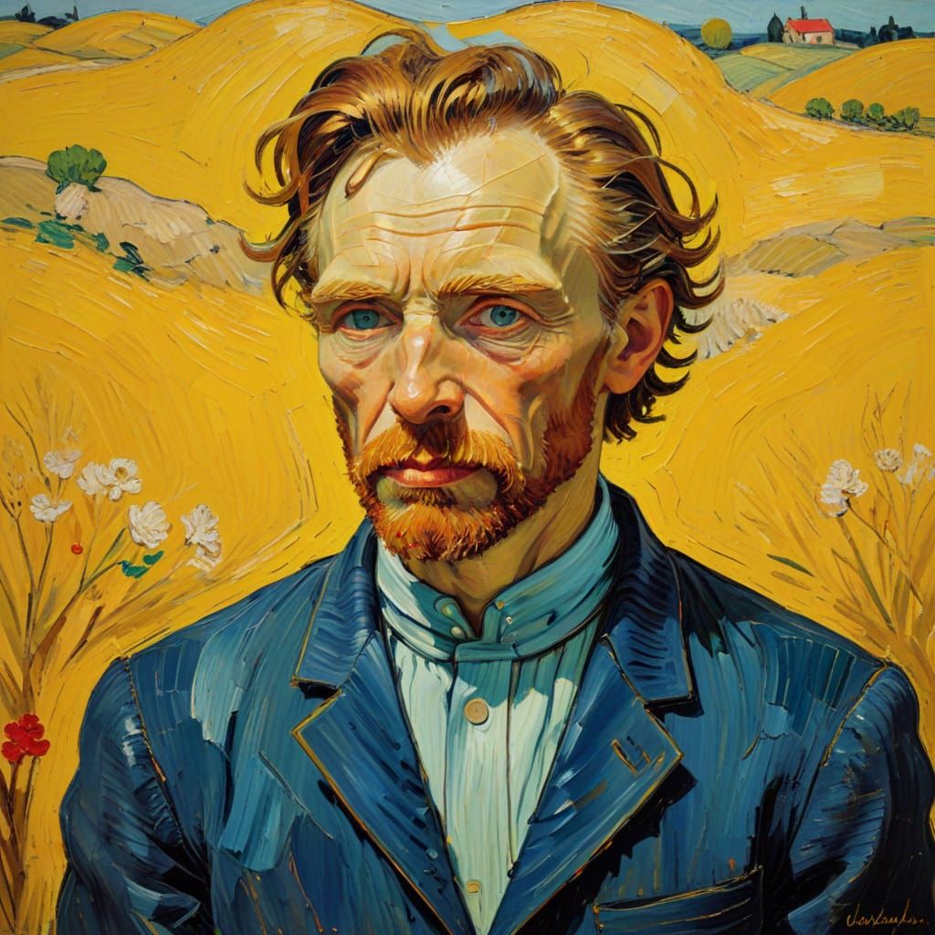 something yellow, neo-impressionism expressionist style oil ...