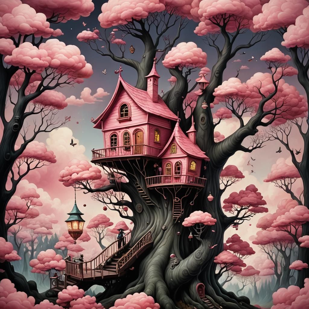 Candy Treehouse in Pink Cloud Wonderland