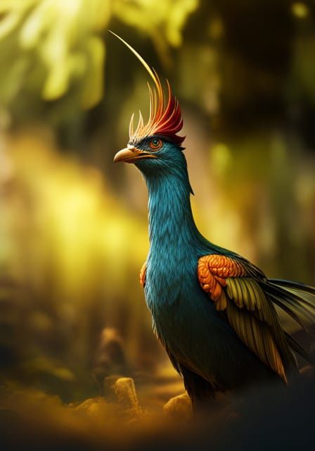 Fantastical Bird Matte Painting in Deep Color