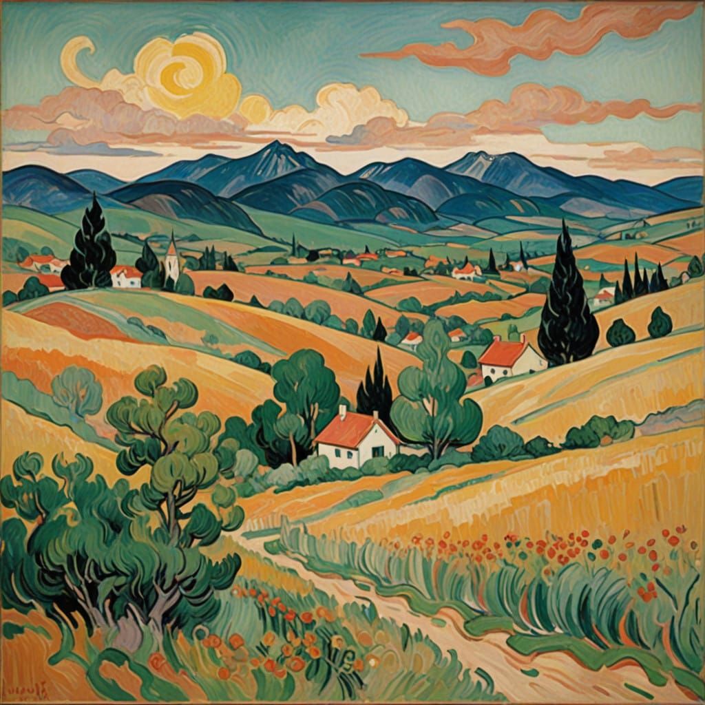 Warm Mountain Landscape in Earthy Hues