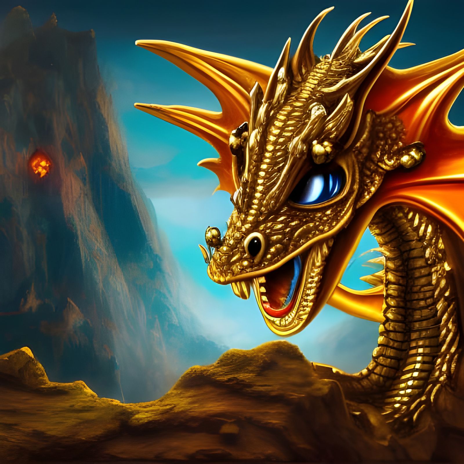 Cute Dragon Pirate in Treasure Cave